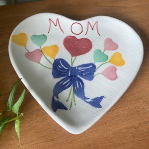 Ceramic "Mom" Hand Pained Heart Plate Italy
